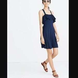 Madewell | Navy Apron Ruffle Dress | Size 10